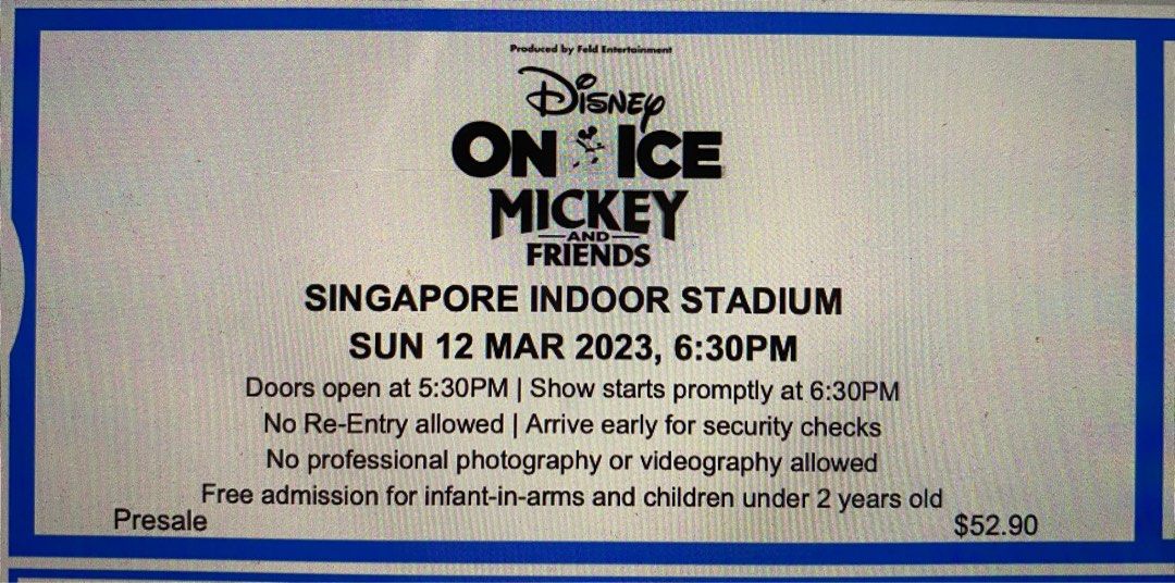 Disney on Ice Tickets, Tickets & Vouchers, Event Tickets on Carousell