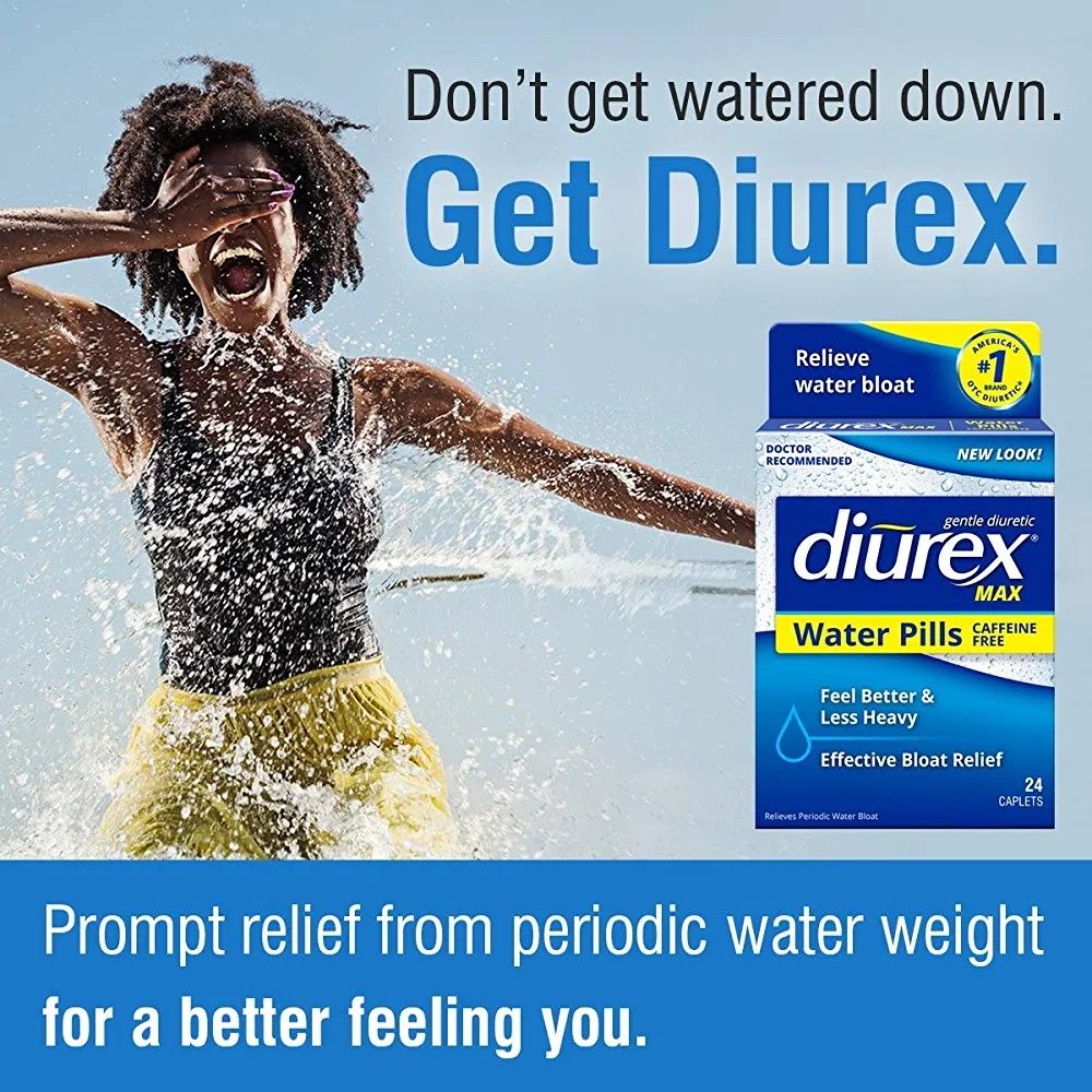 Diurex Max Water Pills Caffeine Free (Effective Bloat Relief) Reduces Water Retention