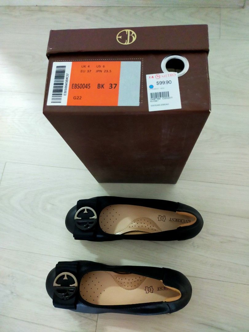 Ladies Dove Navy Soft Leather Pump Shoes - Comfortable Slip-On Flats