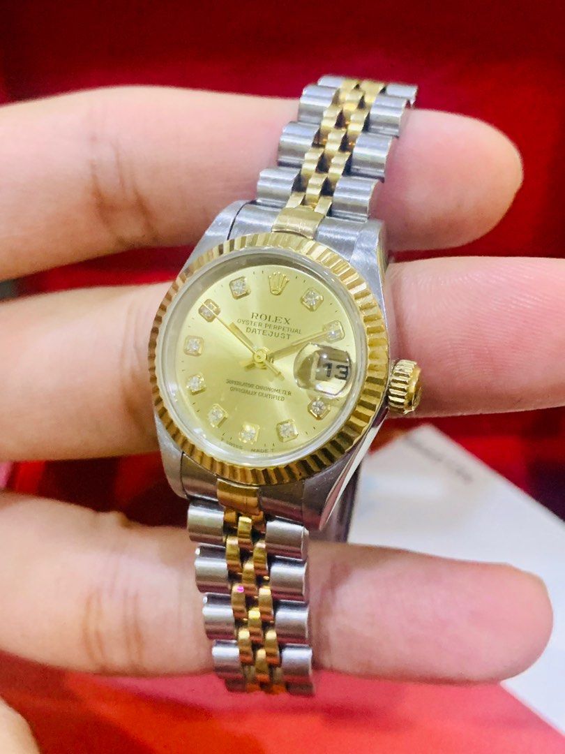 Excellent Condition ROLEX Datejust 69173 Champagne Diamond Dial