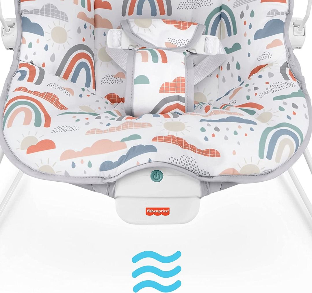 Fisher Price GVG87 Baby Bouncer, Rainbow, From Birth, white / black