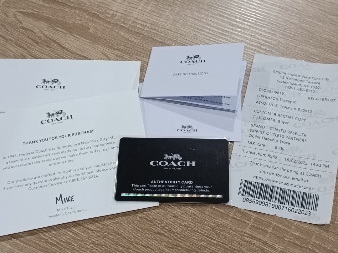 FREE COURIER DELIVERY BRAND NEW COACH BAG AUTHENTICITY CARD AND RECEIPT