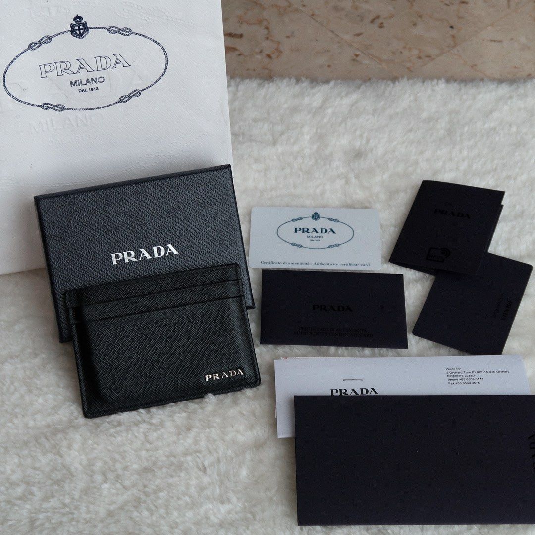 Prada Saffiano Leather Card Holder, Black, 1 - King Soopers