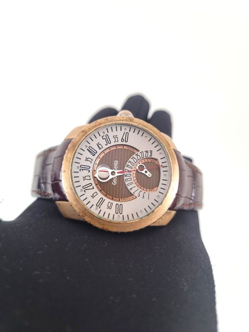 GERALD GENTA GEFICA SAFARI BI RETRO JUMPING JUMP HOUR BRONZE