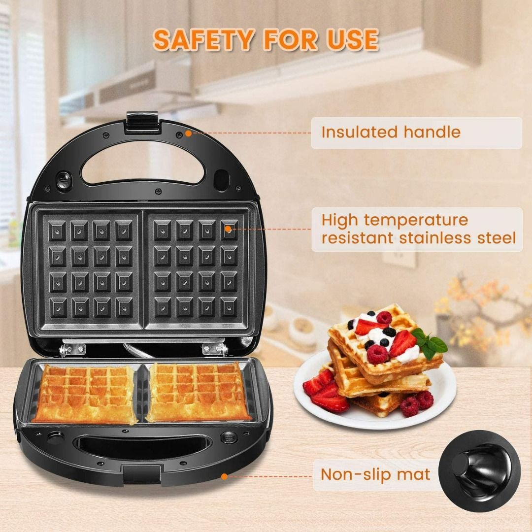 Godmorn Waffle Maker 4 in 1, Sandwich Toaster 4 Slice, Toastie Maker