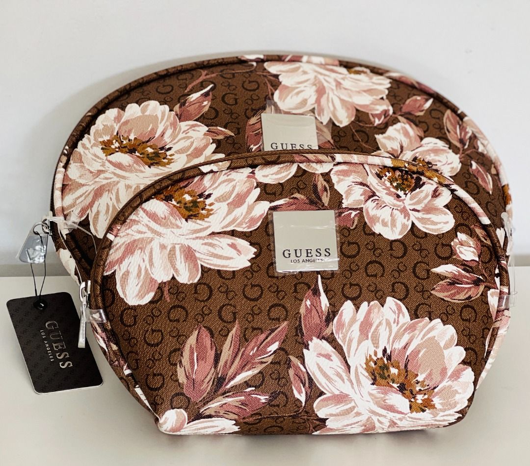 Guess los Angeles Cosmetic Bags Makeup Case Travel Floral