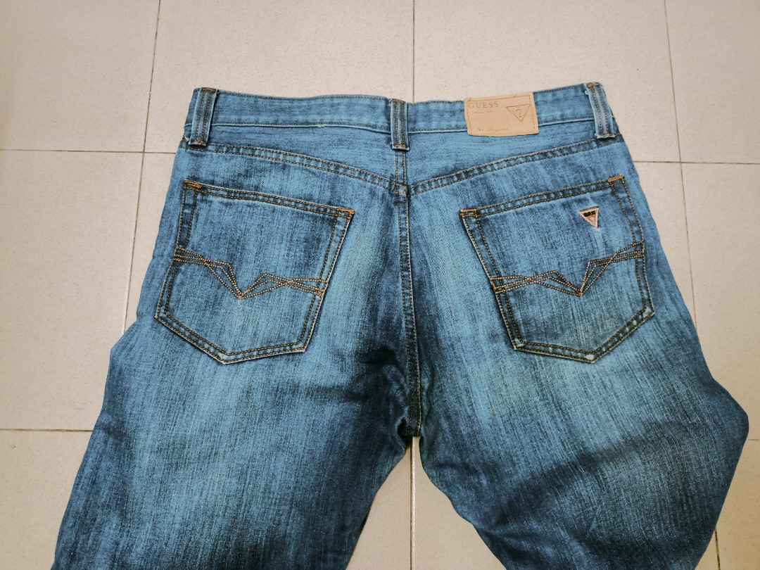 RUE 21 Premium Mens 34 Jean Shorts Supreme Flex Blue Distressed