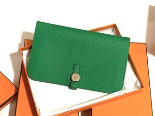 Replica Hermes Dogon Wallet In Malachite Leather Fake At Cheap Price