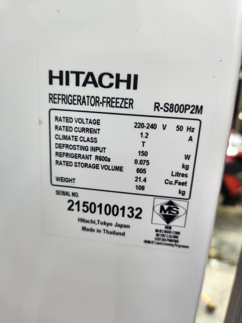Hitachi inverter SIDE BY SIDE refrigerator fridge, TV & Home Appliances, Kitchen Appliances
