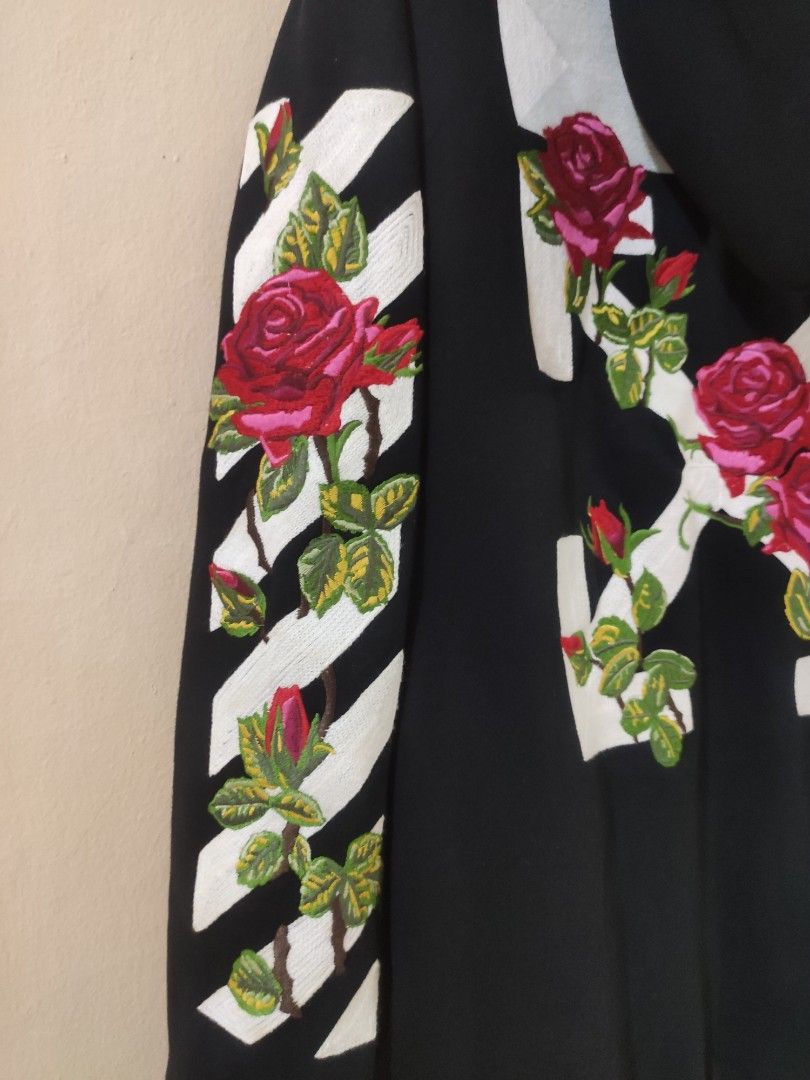 Jaket jeans off white rose best sale