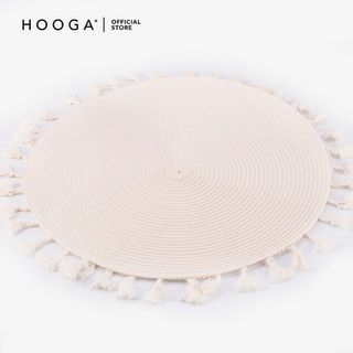 Set of 2 Hooga White Cream Round Straw Placemats Table Mats (NO NEGO)