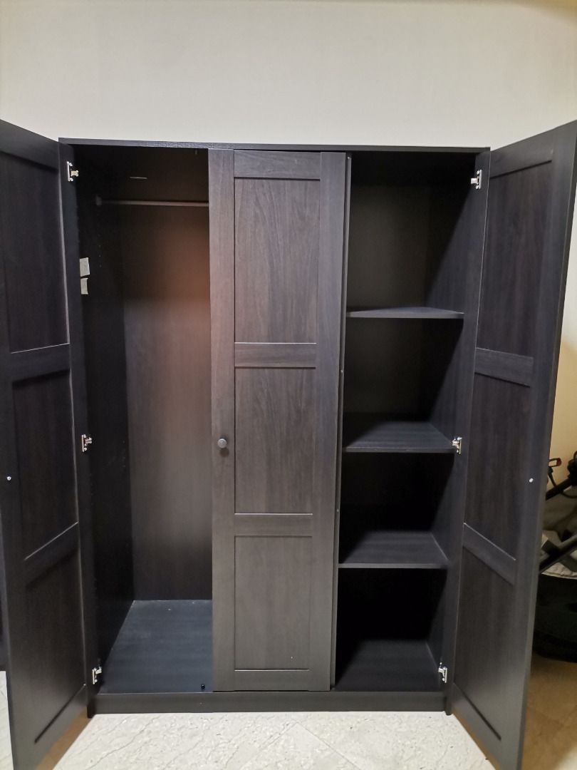 RAKKESTAD wardrobe with 3 doors, black-brown, 117x176 cm - IKEA