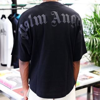 Palm Angels Double logo Mockneck Oversized Black Pink Tee, Men's Fashion,  Tops & Sets, Tshirts & Polo Shirts on Carousell