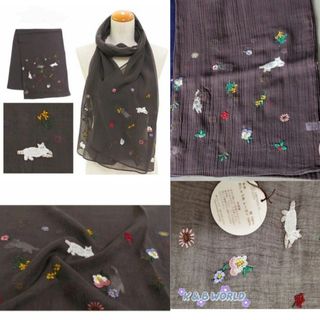 [現貨J七彩花刺繡🐱貓貓頸巾 ( 啡色)日本直送✈64219086772995110