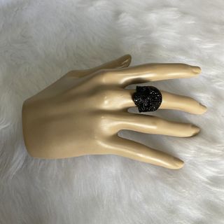 Japan Chino Antrax Black Skull Crystal Ring