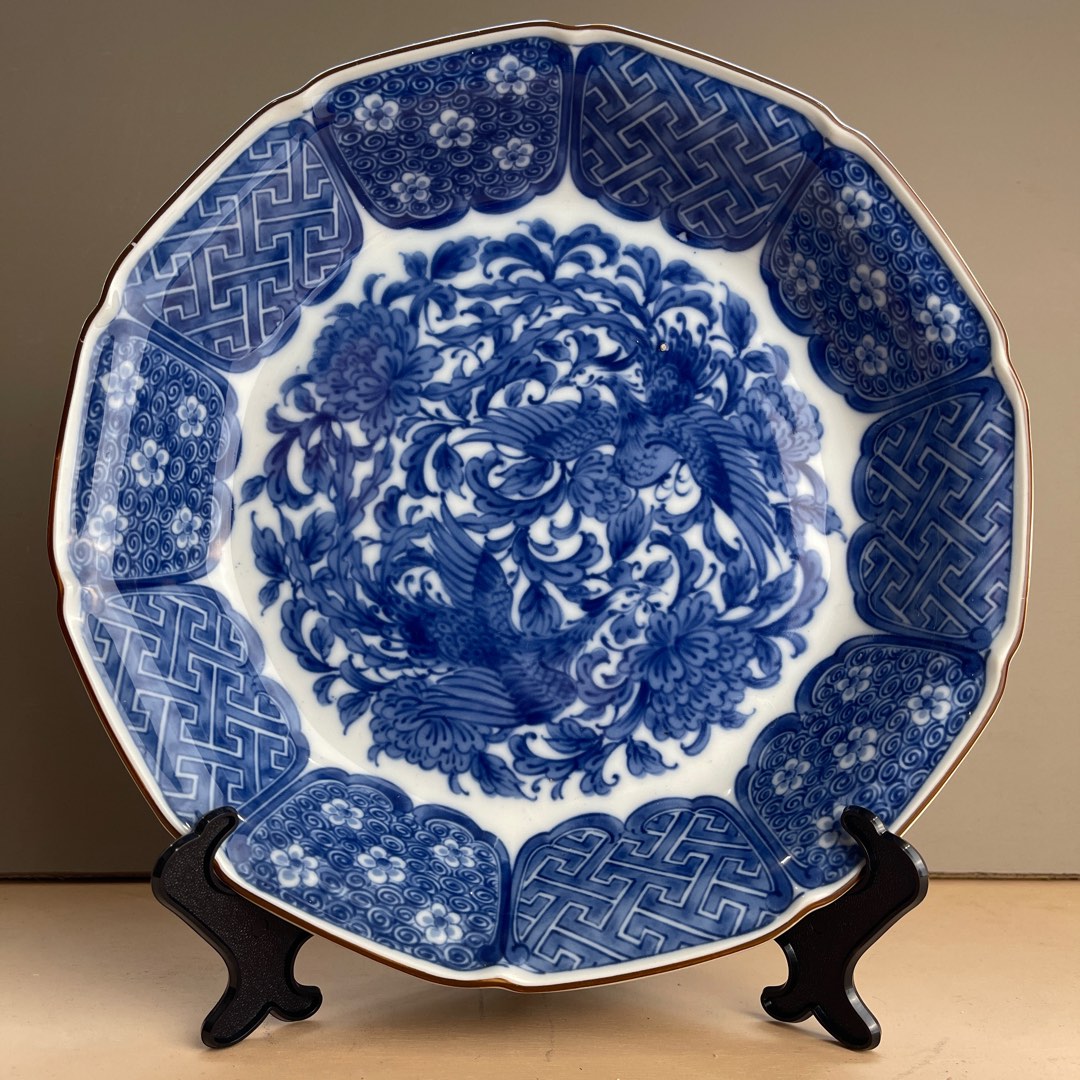 Japanese Ceramic Salad Bowl 11.5" Karako Marked Meiji Period Early