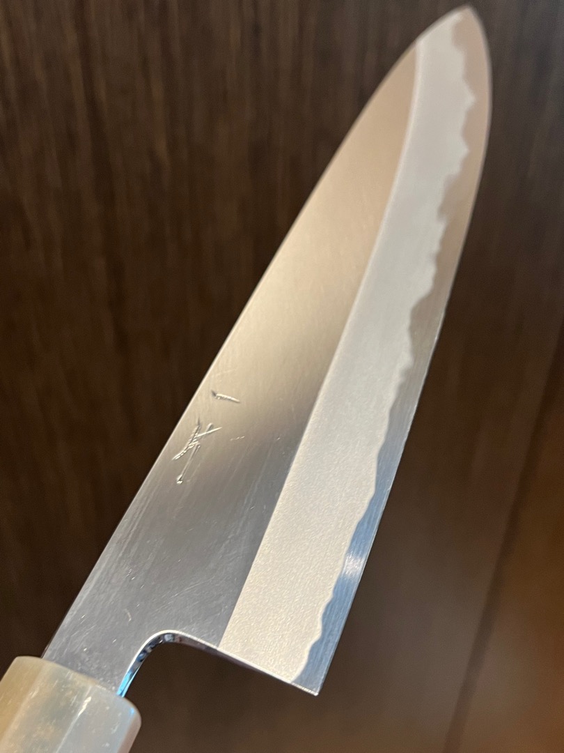 Rare Old Stock Hitohira Tanaka Kyuzo Blue 1 Migaki Gyuto 240mm Taihei Ebony Handle (Japanese