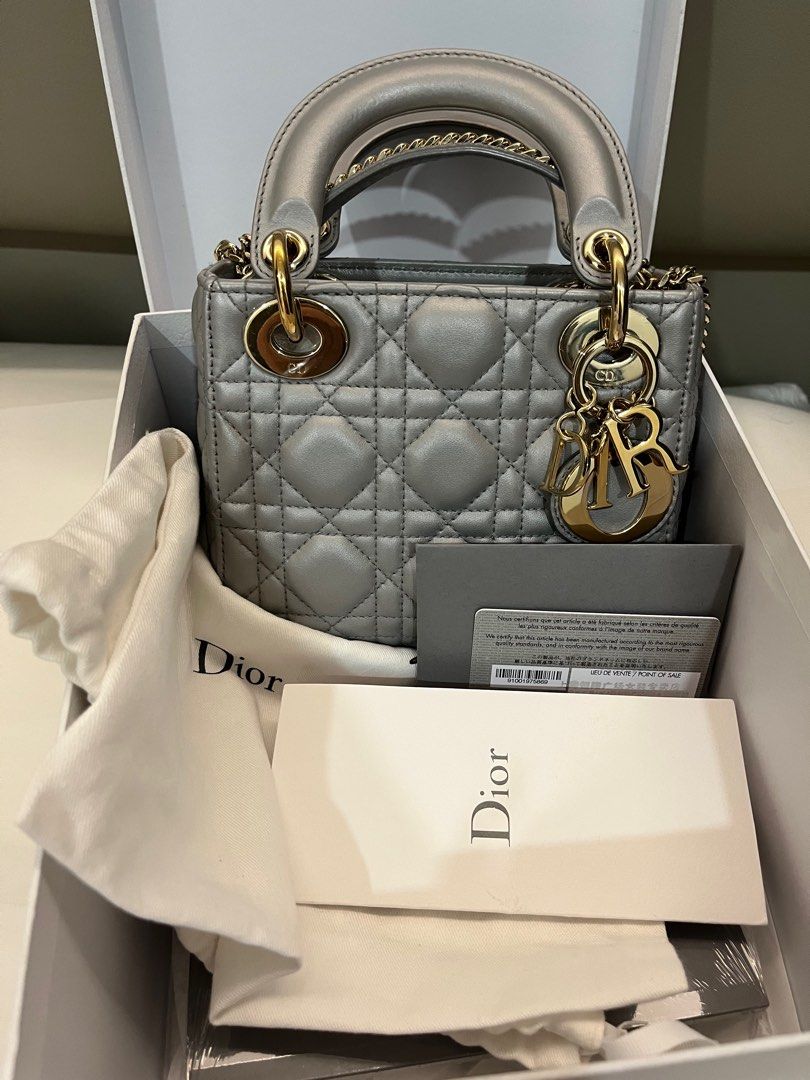 Lady Dior Mini In Grey, Luxury, Bags & Wallets On Carousell