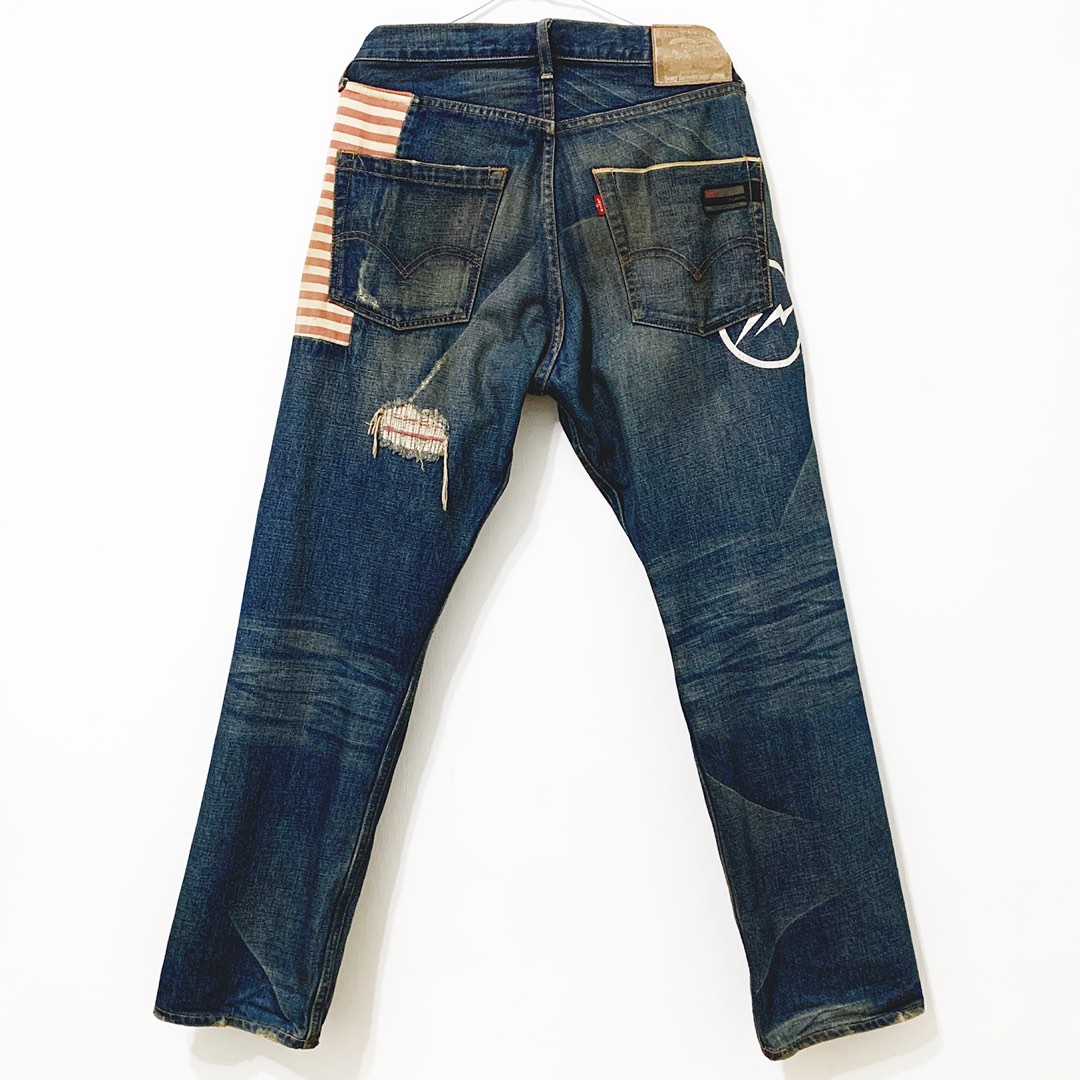 LEVI'S FENOM FRAGMENT 505-0207M CRUSH 2代 二代 3/4閃電 水洗 破壞 刷破 牛仔褲 長褲 褲子 藍色 W32  PNT-M TP0_23 #23春古著