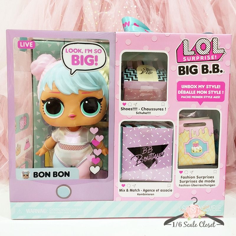 LOL Surprise Big B.B. (Big Baby) Bon Bon – 11 Large Doll, Unbox Fashions,  Shoes, Accessories, Includes Playset Desk, Chair and Backdrop