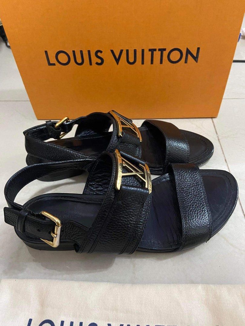 Louis Vuitton Black Leather Horizon Ankle Strap Sandals Size 39