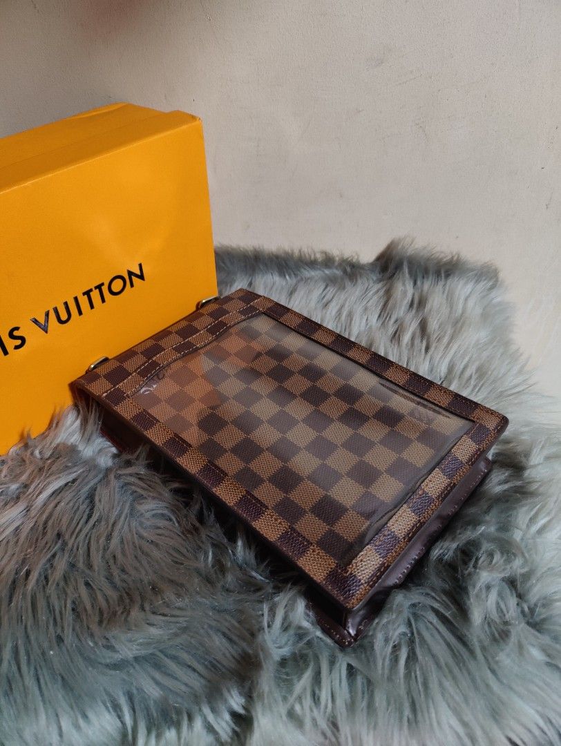 LV Damier Sling Bag (Category: Luxury Bags & Wallets) located in Marikina City. Submitted by noblecat_40a38b (Listing ID 1216812486, Image 2). Description: LV Damier Ebene Portobello 💯 Authentic Rank SA - Like New Detachable Strap Can fit phone and long wallet Free SF within NCR.
