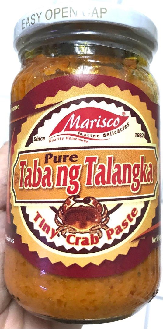 Marisco Pure Taba ng Talangka 240g Tiny Crab Paste (Category: Packaged & Instant Food) located in Manila. Submitted by rotalie (Listing ID 1216804321, Image 1). Description: Marisco Pure Taba ng Talangka 240g Tiny Crab Paste Delivery thru Lalamove or Grab express c/o buyer from Sampaloc Manila. Payment via bank transfer or GCash before shipping :) For further inquiries, pls call us 09153264002 :) .