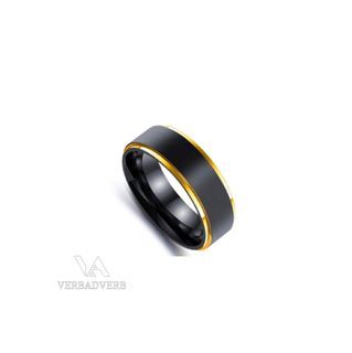 Matte Black Gold Men’s Fashion Ring