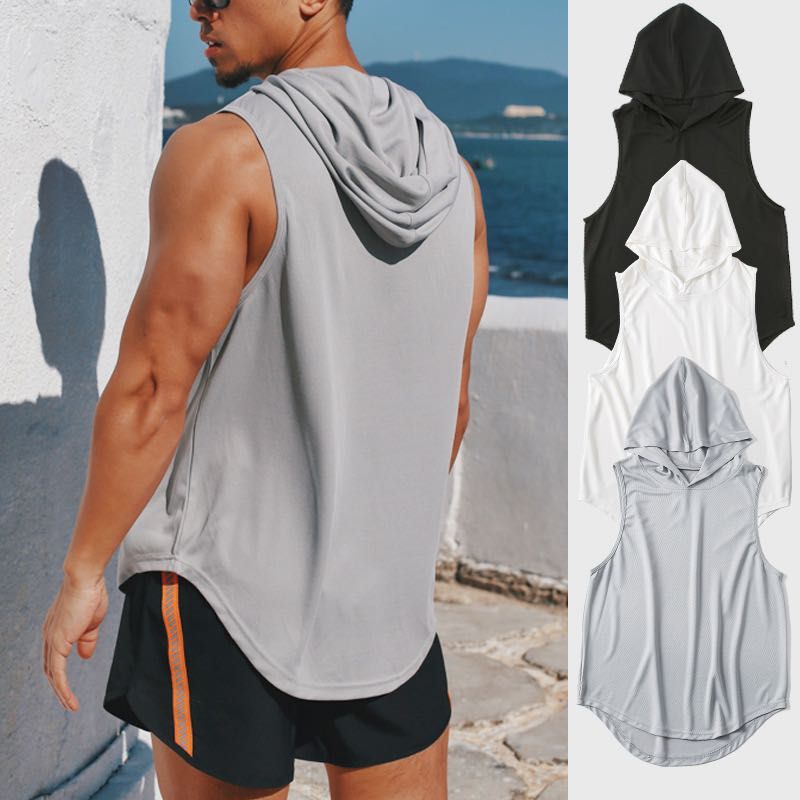 Men s Gym singlet with hoodie Men s Fashion Tops Sets Hoodies