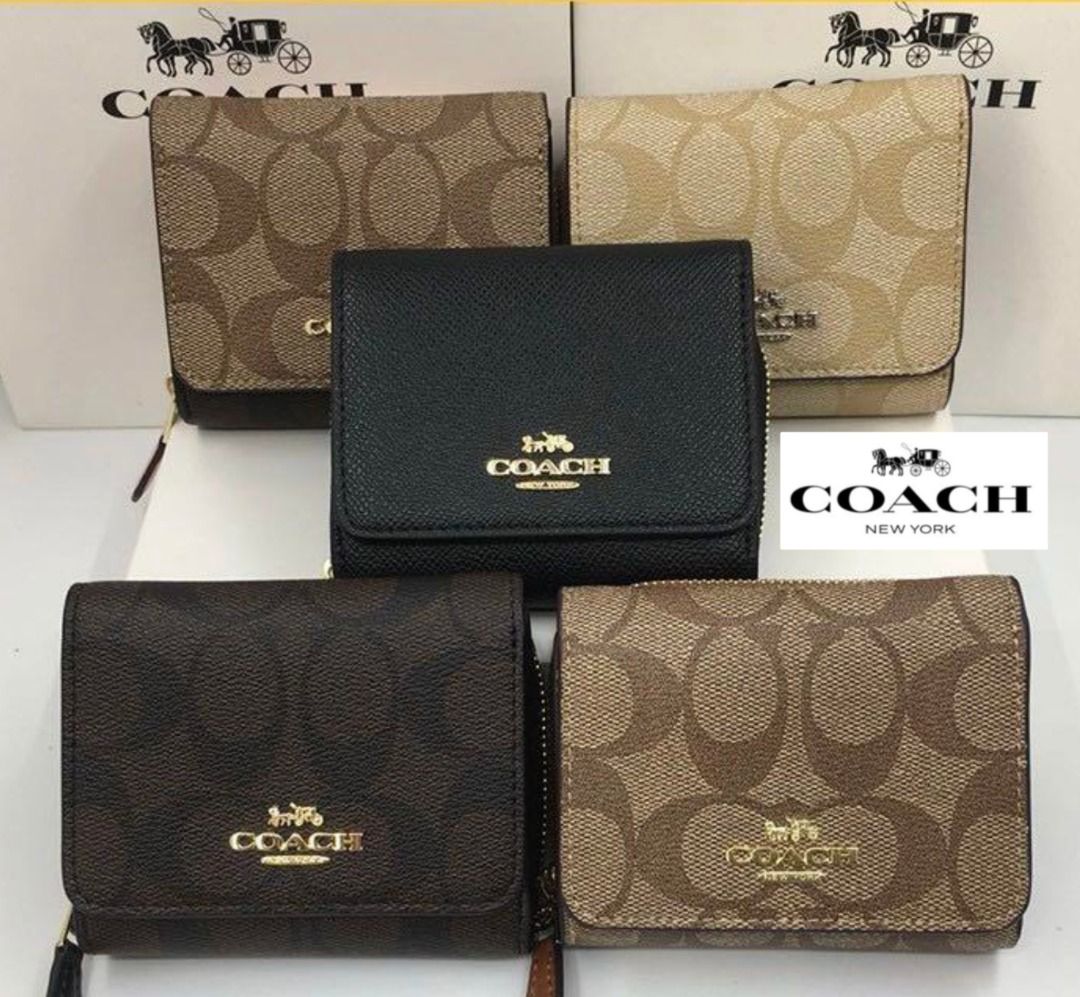 New Coach Original SMALL TRIFOLD WALLET IN SIGNATURE CANVAS With Coin Pocket Wallet For Women Come With Complete Set Suitable for Gift Luxury Bags Wallets on Carousell