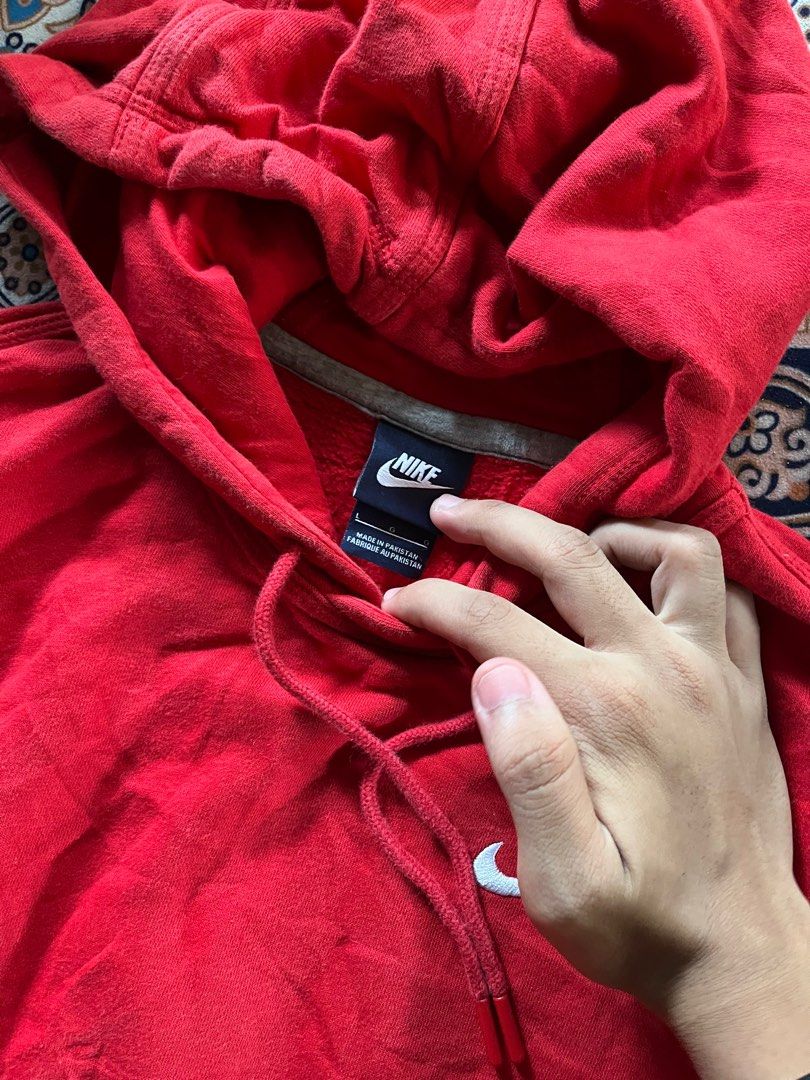 Nike Small Swoosh Red Hoodie Men s Fashion Tops Sets Hoodies