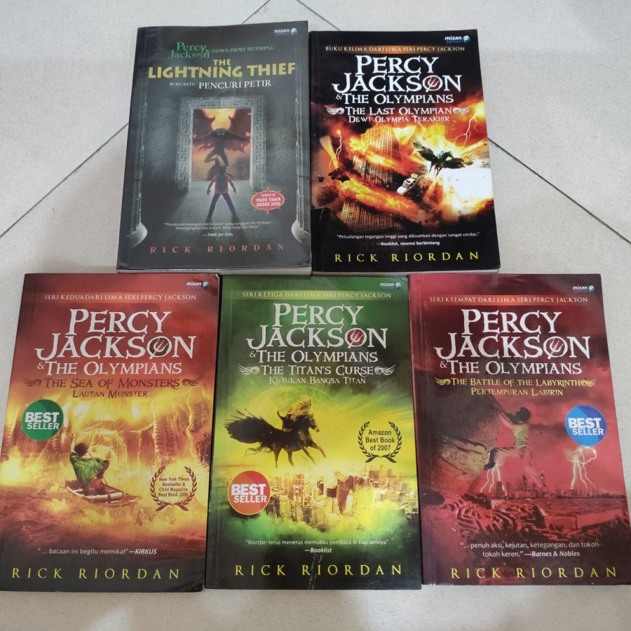 Novel Percy Jackson and the olympians Rick Riordan 1 2 3 4 5 set paket ...