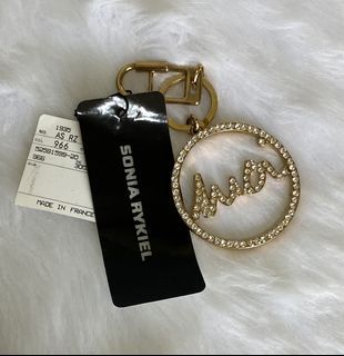 NWT Sonia Rykiel Gold Metal Crystal Key Chain Key Ring