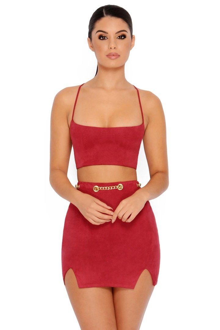 Chain reaction online suede mini skirt