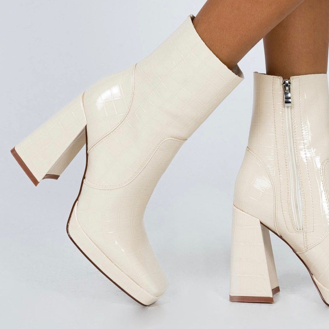 Princess Polly Jamie Croc Platform Boots Cream, Women's Fashion, Footwear,  Boots on Carousell