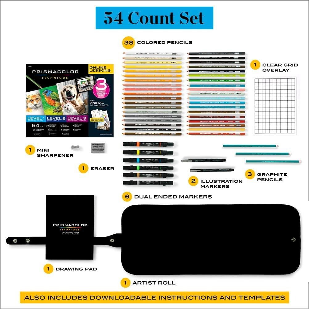 Prismacolor Technique Animal Drawing Set - Level 1, Drawing and