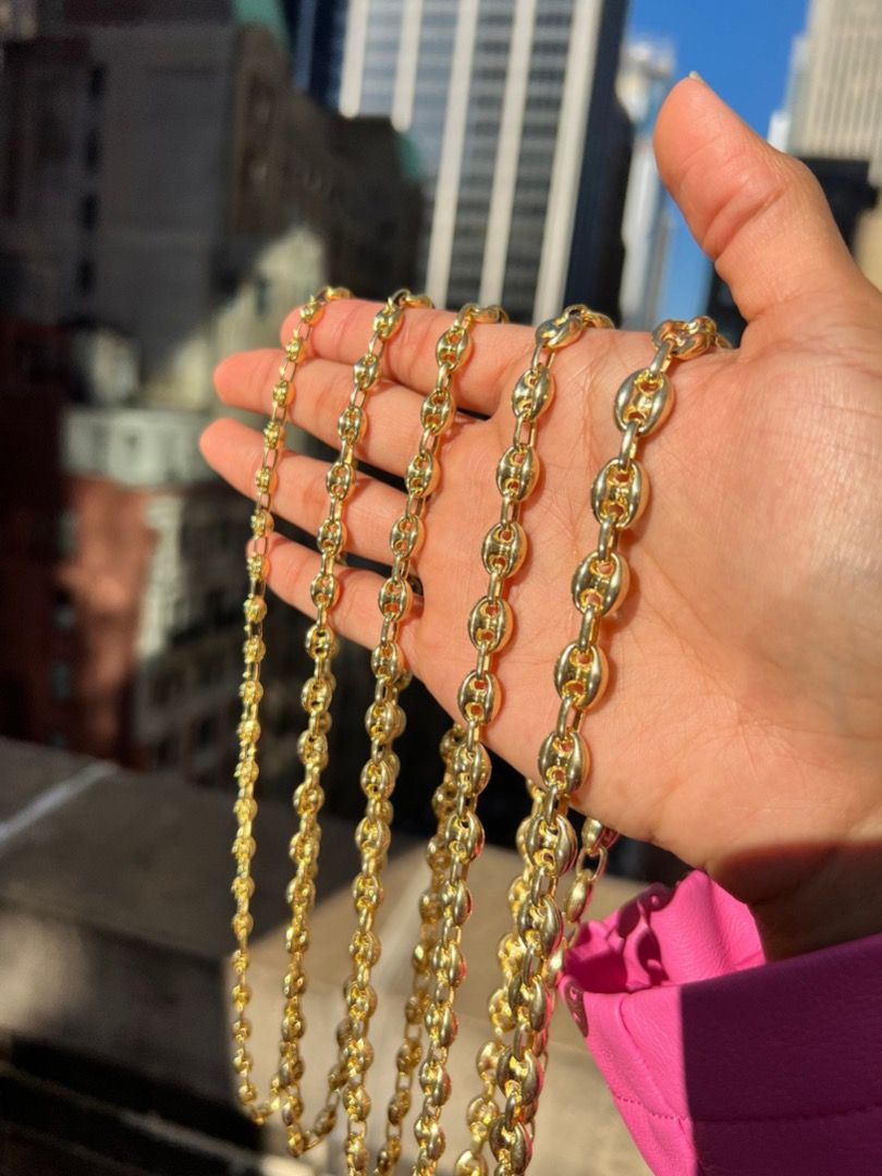 Puffed Anchor Mariner Link Chain Necklace ALL SIZES Women s