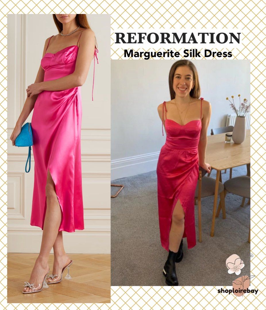 pink silk dress midi