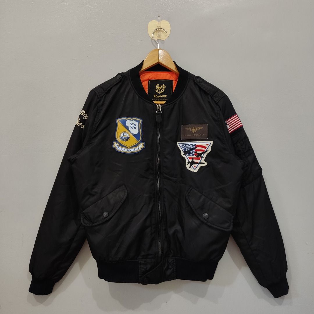 Regroup US Navy Blue Angels MA 1 Blouson Flight Bomber Jacket