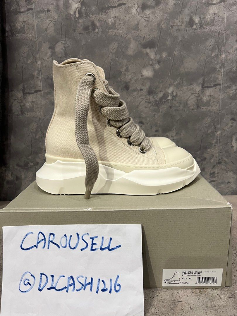 Rick Owens Drkshdw Canvas Jumbo Lace Cream Abstract Ramones Hi