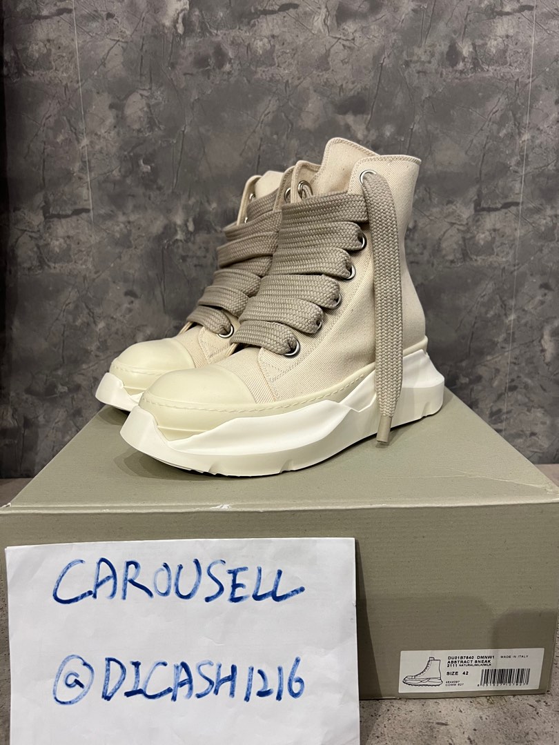 Rick Owens Drkshdw Canvas Jumbo Lace Cream Abstract Ramones Hi