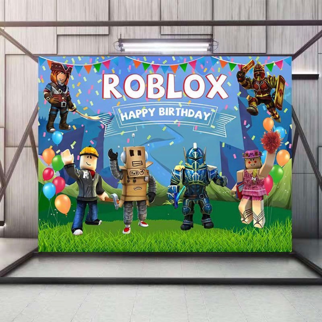 Roblox party supplies birthday banner backdrop/ party deco, Hobbies