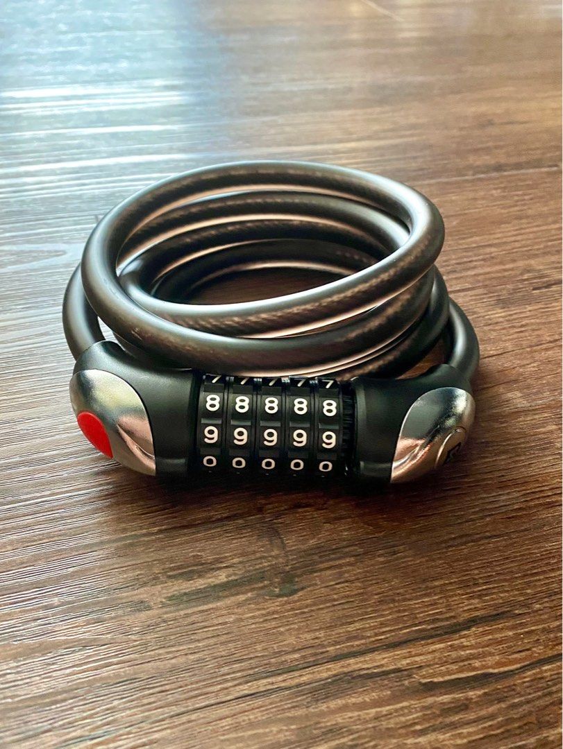 ROCKBROS Bicycle 5 Digit Combination Code Cable Lock with Light, Sports