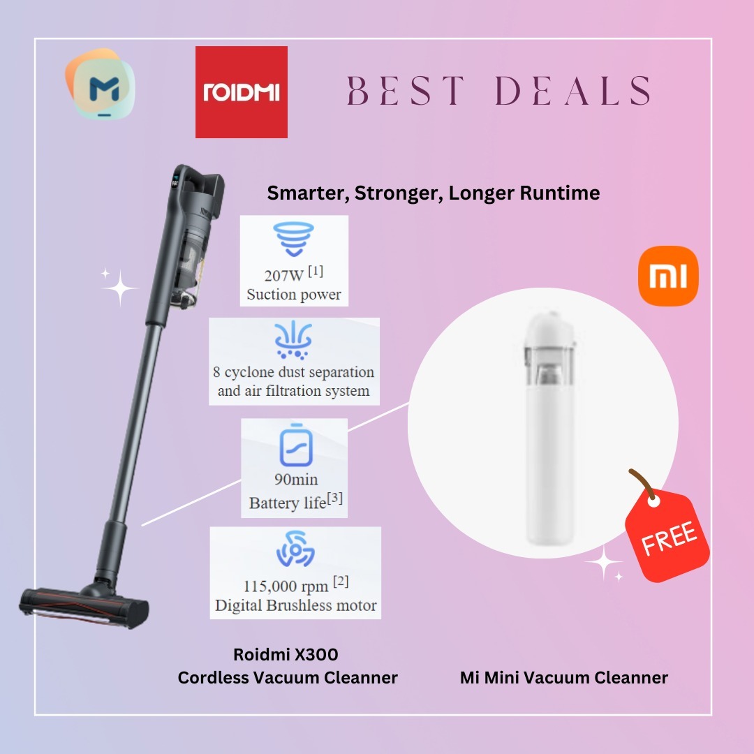 ROIDMI X300 Cordless Vacuum Cleaner Free Mi Vacuum Cleaner Mini I 5 Years Warranty, TV & Home