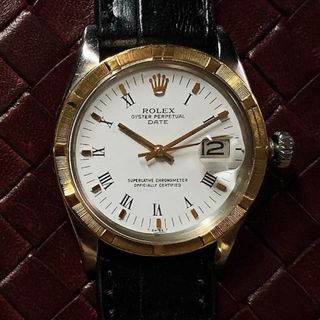 Rolex Oyster Perpetual Datejust Watch Unique Engine Turned Bezel Date Cyclop Eye Vintage