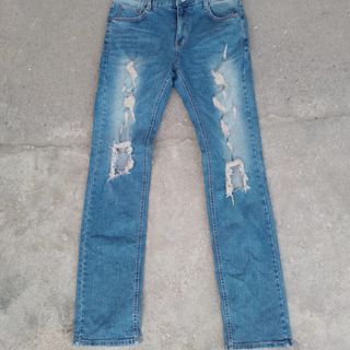 Slacks distress ripped jeans