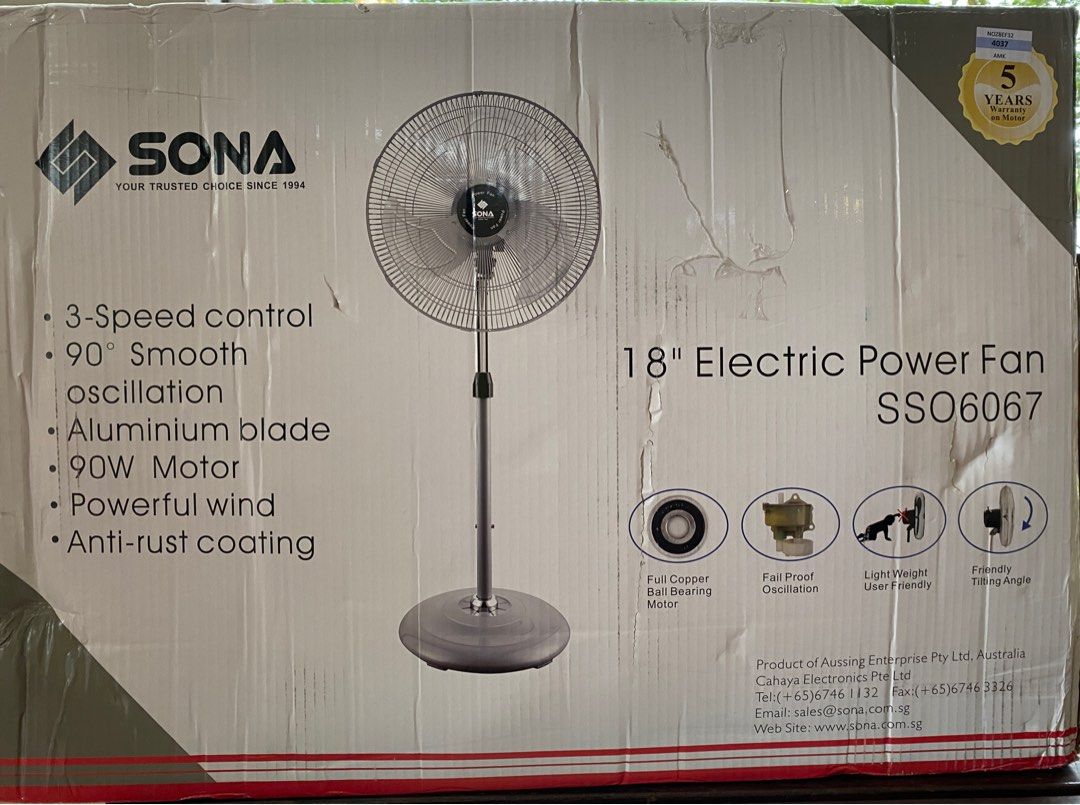 Sona SSO6067 Stand Fan, Furniture & Home Living, Lighting & Fans, Fans ...