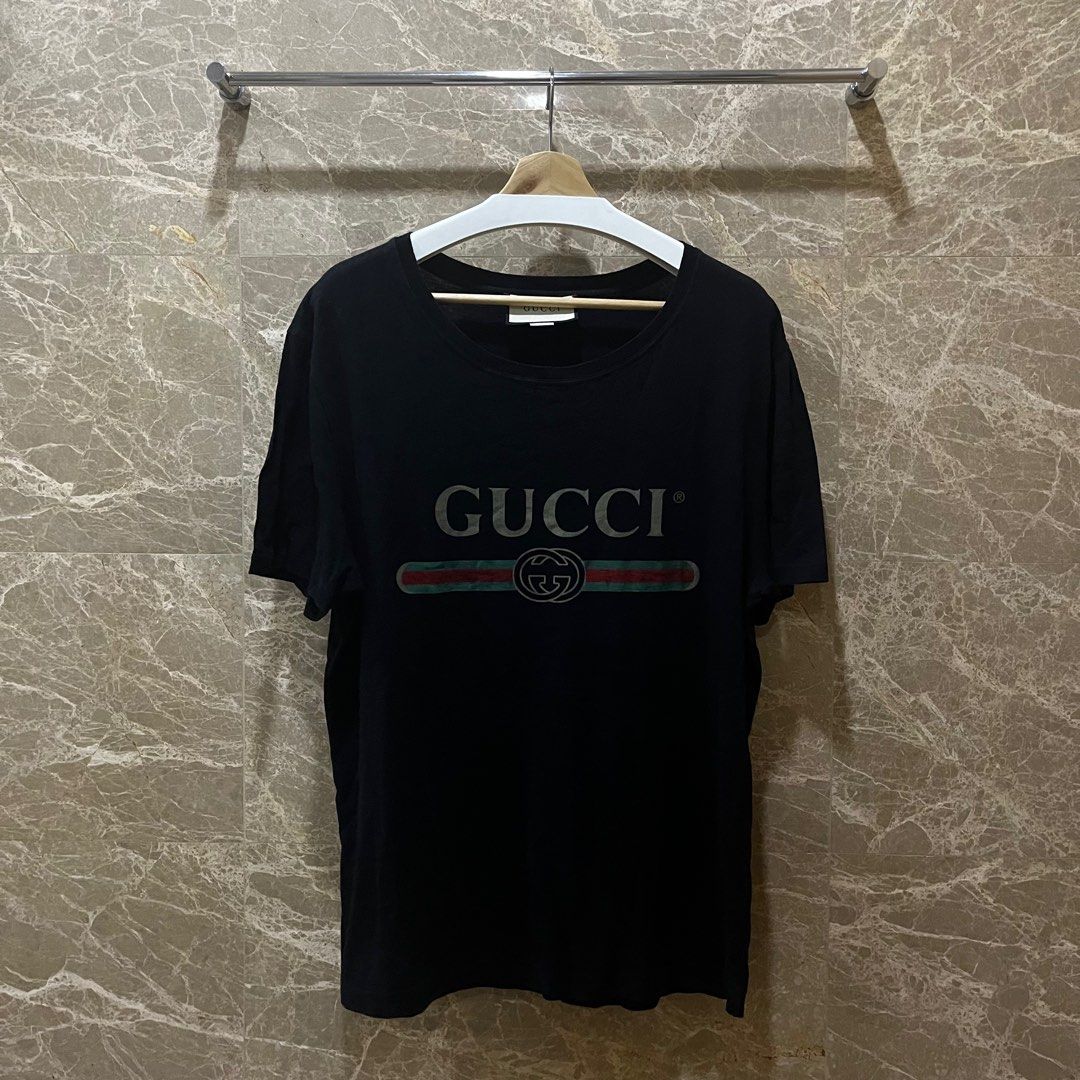 STEAL Authentic Gucci Fake Logo Tee Black