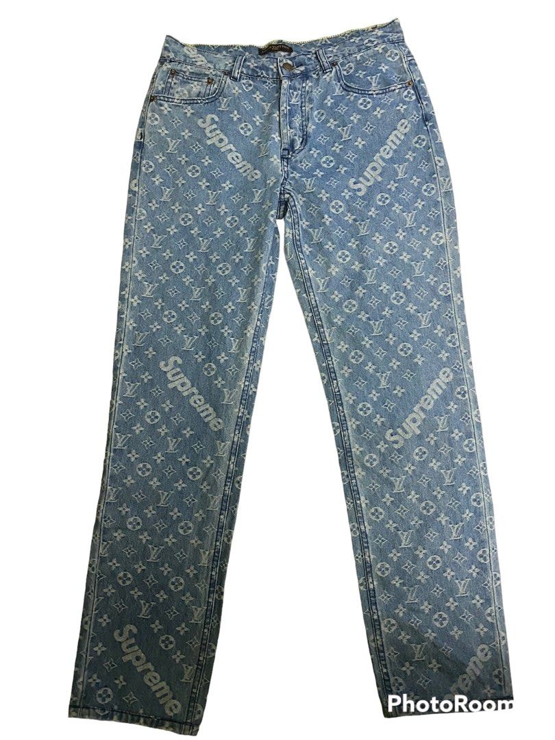 Supreme X Louis Vuitton Jacquard Denim Jeans, Men's Fashion, Bottoms, Jeans  on Carousell