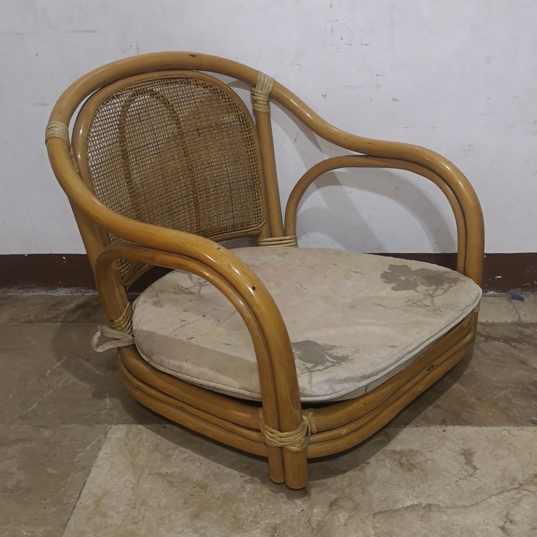 Swivel rattan tatami floor chair from Japan on Carousell